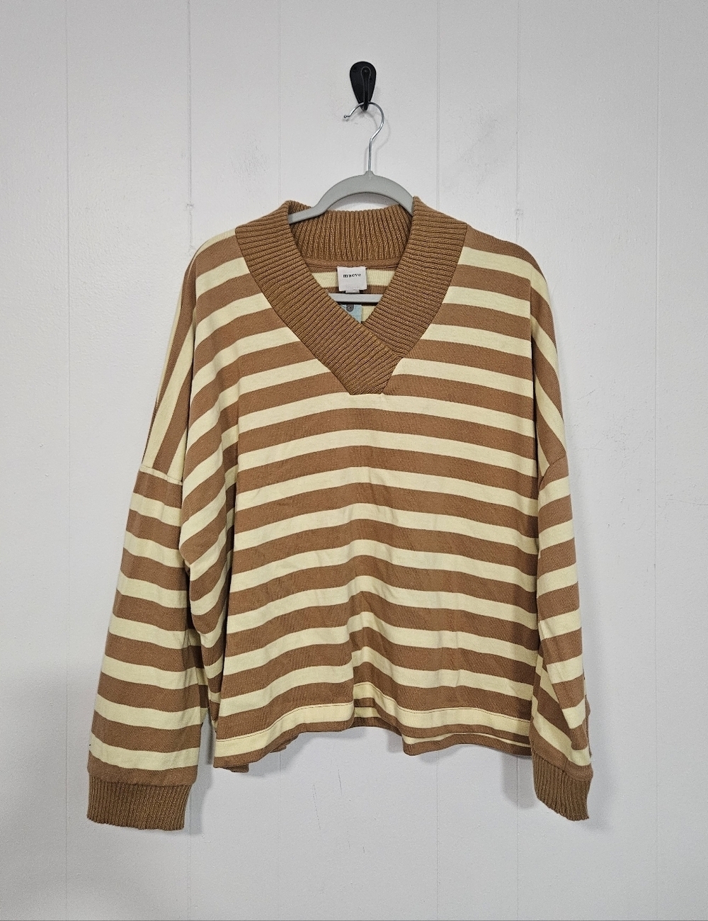 NWT Maeve Plus Size, Cotton Boxy Oversized V-Neck Top - Picture 4 of 9